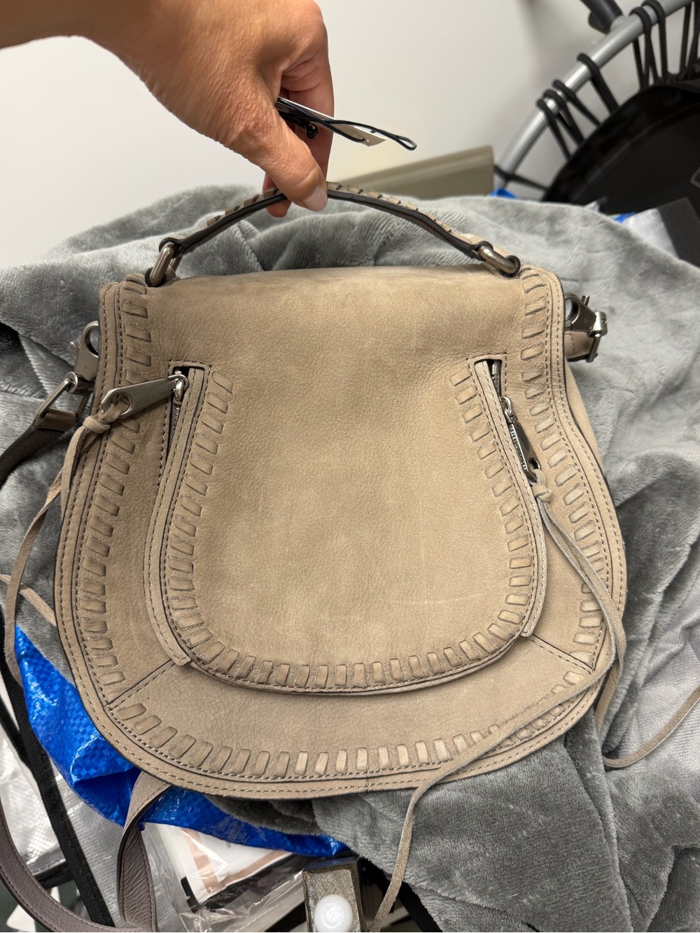 Taupe/Gray Suede Saddle Bag - Women Rebecca Minkoff